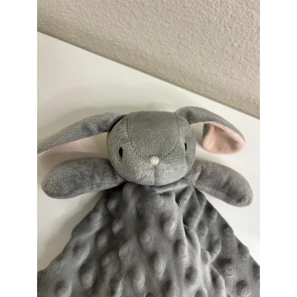 Minky Dot Bunny Lovey Security Blanket Rabbit Baby Grey Pink Soft Pro Goleem